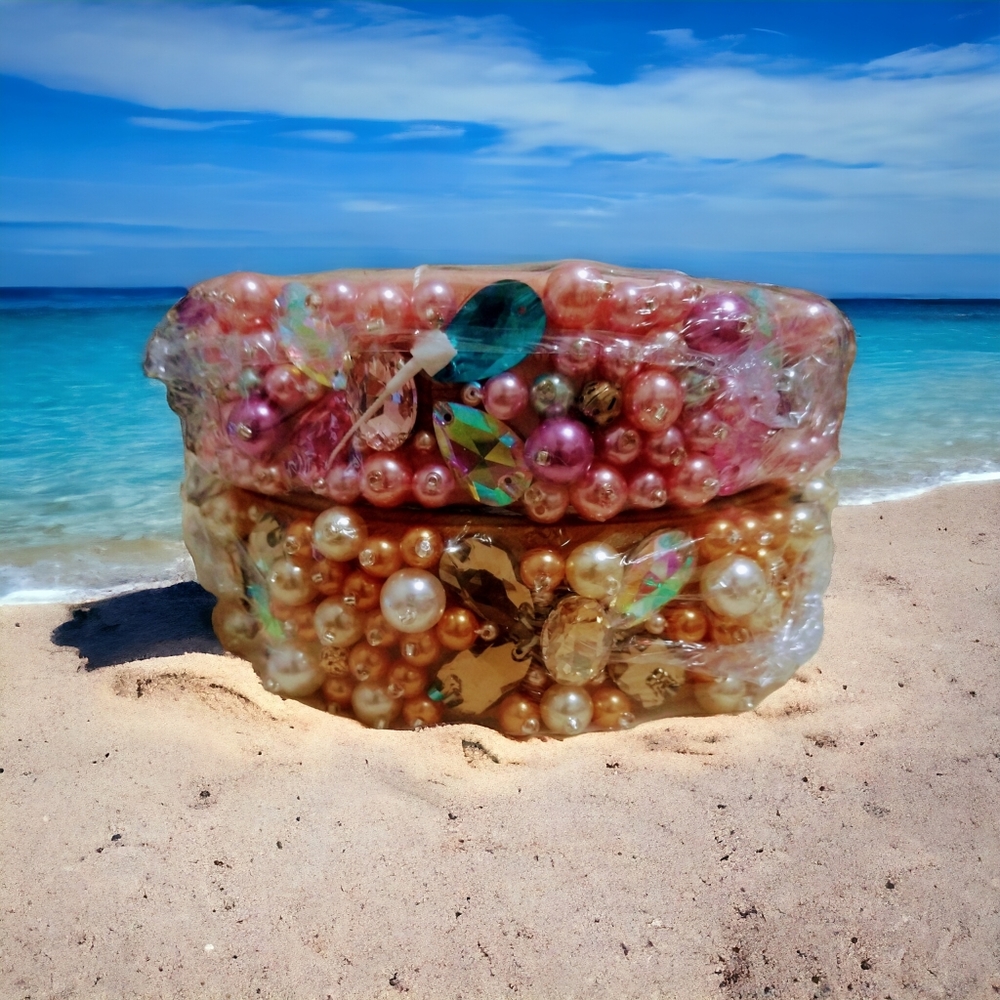 Pink and Gold Multicolor Crystal Rhinestone Faux Pearl Designer Headbands
